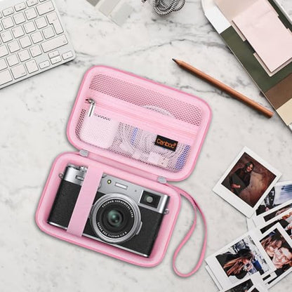 Canboc Carrying Case for Fujifilm X100VI/ X100V/ X100F/ X100S/ X-E5 Digital Camera, Zipper Mesh Pocket fit USB Cable, Pink (Case Only) - color: Pink