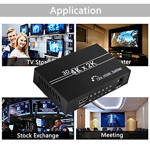 Wiistar HDMI Splitter 1 in 4 Out 4K@30Hz Full HD1080P Video Splitter | HDMI1.4 Audio Video Distributor Splitter 1x4 Compatible with Xbox PS3 PS4 Fire Stick Roku Blu-Ray Player HDTV