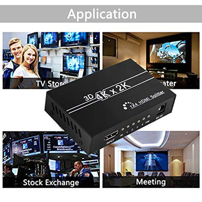 Wiistar HDMI Splitter 1 in 4 Out 4K@30Hz Full HD1080P Video Splitter | HDMI1.4 Audio Video Distributor Splitter 1x4 Compatible with Xbox PS3 PS4 Fire Stick Roku Blu-Ray Player HDTV