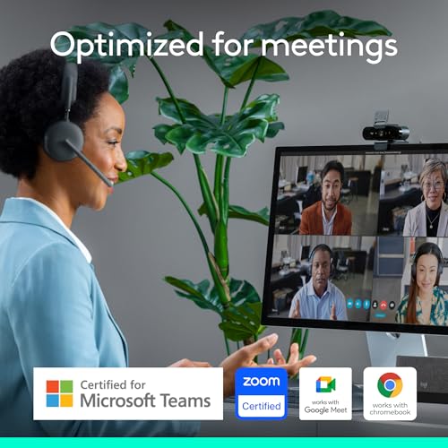 Logitech Brio Ultra 4K HD Webcam for Streaming and Meetings - Black | Ultra HD with glass lens, auto light correction, wide view, works with Windows Hello, certified for Teams, Zoom, Google Meet