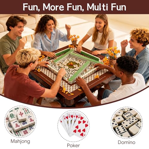 Drydiet Mahjong Mat for Table 31.5 x 31.5 Inch American Mahjong Mat with Carrying Bag, Non-Slip Noise Reduction Table Item for Family Poker Domino Board Game Night & Party Use(Block Print Saffron) - style: Autumn Saffron