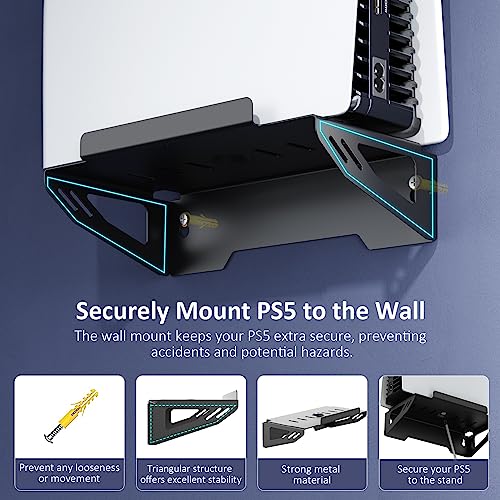 NexiGo Wall Mount Kit with Charging Station for PS5 and PS5 Slim/Pro Versions, Dual Controller Chargers, Steel Wall Stand, and Headphone Hanger - Compatible with PlayStation 5 (Disc & Digital) - style: PS5 Gen 1