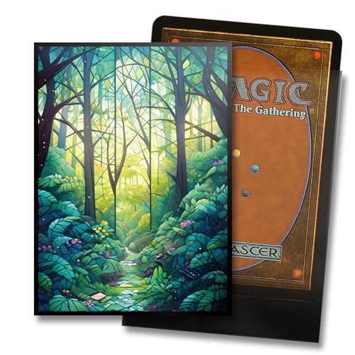 MTG Card Sleeves - Forest- Ultra Clear Front & Matte Finish Back, 100 Count Standard Size Matte Art Sleeve for Magic The Gathering