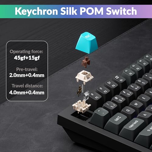 Keychron Q1 Ultra 8K 75% Wireless Mechanical Keyboard, Aluminum Hot-Swappable RGB, Brown Switch, 82 Keys, 600h Battery Life, 2.4GHz/Bluetooth/Wired, ZMK Programmable, Mac Windows Linux – Black - color: Keychron Silk POM Switch - Brown