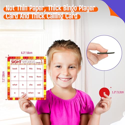 SpriteGru Sight Word Bingo Game, 120 Sight Words Learn to Read Level 1 & Level 2 Bingo Board Game Dolch's & Fry's Words Lists for Kindergarten and Preschool Kids 4-8, Perfect for Classroom & at Home - style: Sight Word Bingo Game Level 1-2