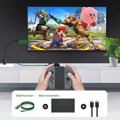 Switch Dock Mini Portable, 1.8M/ 6FT Switch TV Dock, Switch Docking Station with 4K/1080P HDMI Adapter and 100W Charging Port, Dark Green, Not for Switch 2