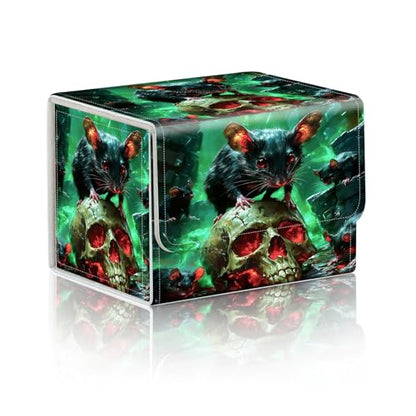 Trading Card Storage Box, Holds 100+ for MTG Cards, Premium PU Leather with Magnetic Closure, Rats Round A Glowing Skull Durable Deck Box for Magic the Gathering, Trading Card Games - color: Rats Round A Glowing Skull