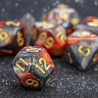 Sage’s Portal Stones DND Dice Set Acrylic Opaque 7-PC Polyhedral DND Dice Set for Dungeons and Dragons D&D Sage’s Cantrips RPG Tabletop TTRPG (Copper/Mica/Gold) - color: Copper/Mica/Gold