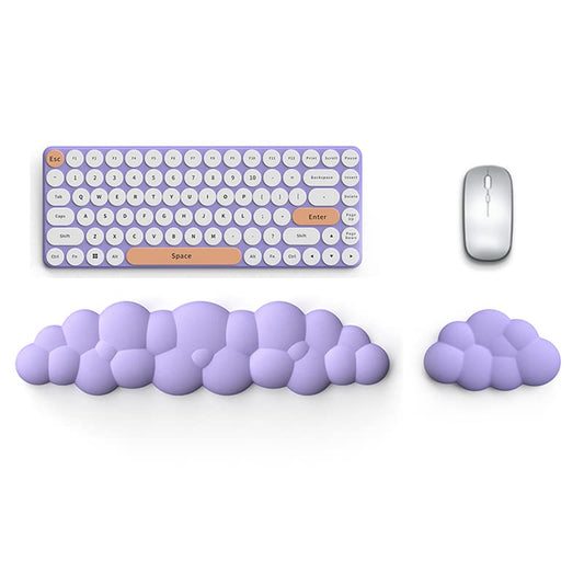 Cloud Keyboard Wrist Rest Pad Set,Enlarge PU Leather Memory Foam Wrist Cushion Support,Easy Typing Pain Relief,Mouse Wrist Rest Pad,Non-Slip Wrist Support for Home, Office, Lavender Purple - color: Lavender Purple