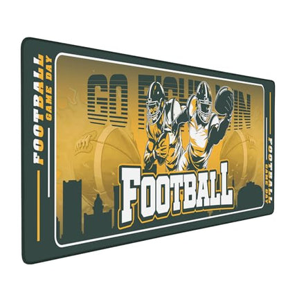 Football Desk Mat, Large Stitched Edges Gaming Mouse Pad, Green Keyboard Mat for Laptop Computer Desktop - 31.5x12 Inch for Football Fans - color: Dark Gree Football