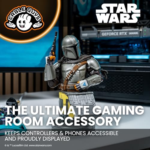 Cableguys The Mandalorian Bounty Hunter Controller Holder & Phone Stand - Gaming Setup Accessories for Desk and Game Room, Stand Compatible with Xbox, PlayStation & Most Standard Game Controllers