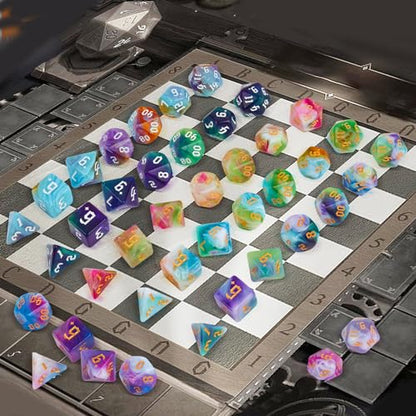 56 Pcs Polyhedral DND Dice Set with 8 Velvet Storage Bags | 7 dice per set, ideal for DND, RPG, MTG tabletop role-playing games