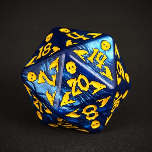 7-Die DND Dice Set Scary Pattern Polyhedral Dice Set with Leather Bag, Skull Dice D&D Dice Set for RPG Table Games.(Scary Pattern-Blue) - color: Halloween Pattern-blue