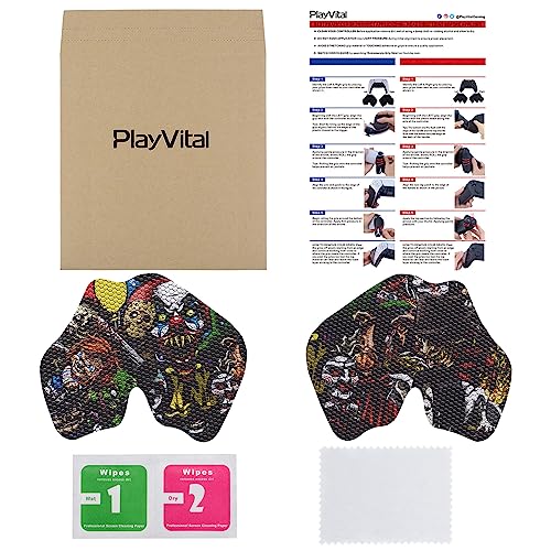 eXtremeRate PlayVital Anti-Skid Sweat-Absorbent Controller Grip for ps5, Professional Textured Soft Rubber Pads Handle Grips for ps5 Controller - Scary Party - color: Scary Party