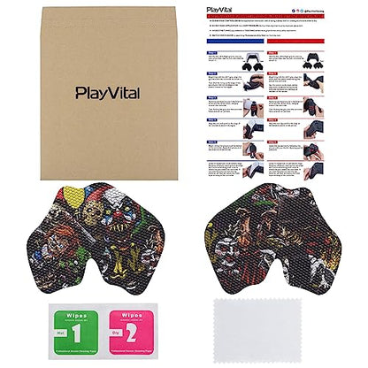 eXtremeRate PlayVital Anti-Skid Sweat-Absorbent Controller Grip for ps5, Professional Textured Soft Rubber Pads Handle Grips for ps5 Controller - Scary Party - color: Scary Party