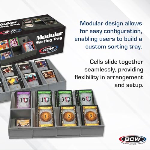 BCW Modular Card Sorting Tray | Customizable Display and Storage Grid, Expandable TCG Sorting Tray | Ideal for Sports Cards, Magic the Gathering, Pokémon, and Board Games - style: 6 Cells