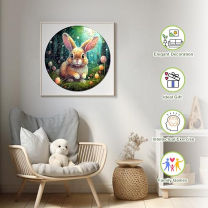 Wooden Puzzles for Kids Ages 4-8, Cute Bunny Puzzle, Unique Animal Shaped Wooden Jigsaw Puzzles for Kid, 50 Pieces Puzzles for Kids(50pcs,11.4 * 11.4in) - color: Easter Bunny