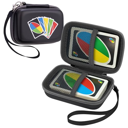 Leayjeen Card Case for UNO/Phase 10/Skip-Bo Cards,Travel Bag-Black | EVA Hard Shell,Smooth Zipper Closure,Fits 100-108 Cards,Compact Travel Size,Portable Storage Bag(Case Only) - color: Black