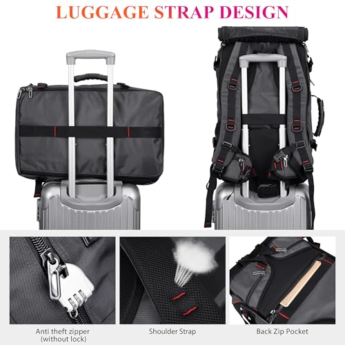 WITZMAN Carry on Travel Backpack for Men Airline Approved Fits 16" Laptop | Nylon 3 in 1 Luggage Duffle Bag with USB Charging Port, Shoe Compartment, For Weekend Getaway, Overnight Trip, B682 Grey - color: 03.silvery Grey