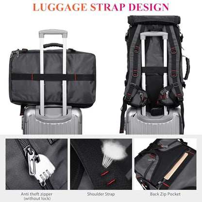 WITZMAN Carry on Travel Backpack for Men Airline Approved Fits 16" Laptop | Nylon 3 in 1 Luggage Duffle Bag with USB Charging Port, Shoe Compartment, For Weekend Getaway, Overnight Trip, B682 Grey - color: 03.silvery Grey