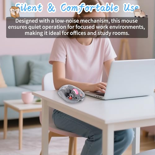elec Space Cute Wireless USB C Mouse - Bluetooth Triple Mode Rechargeable Cartoon Mouse for Laptops, iPads & MacBook Air/Pro - Silent Operation, Portable Design, Unique Magnetic Character (Grey) - color: grey