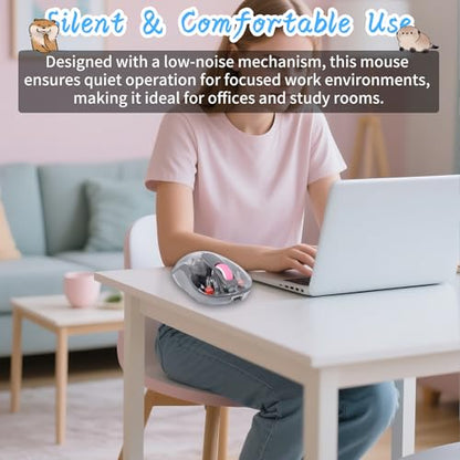 elec Space Cute Wireless USB C Mouse - Bluetooth Triple Mode Rechargeable Cartoon Mouse for Laptops, iPads & MacBook Air/Pro - Silent Operation, Portable Design, Unique Magnetic Character (Grey) - color: grey