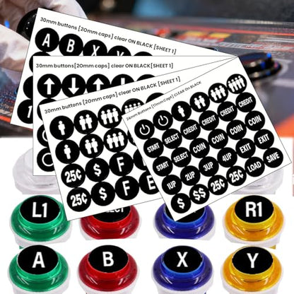 Black Arcade Game Button Stickers 24mm/30mm Die Cut Labels for Arcade Machines and Fight Sticks(Style 1) - color: Black Game Button Stickers* 4pcs