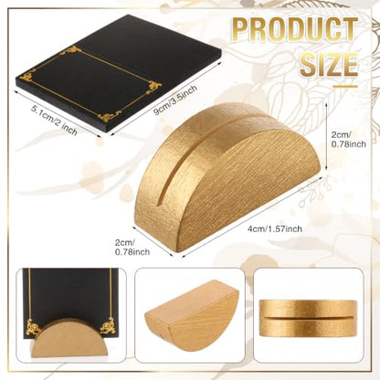 Colingmill 24 Pcs Wooden Table Number Stands with Tented Cards,Gold, Black | Wedding Table Name Holder Semicircular Design Place Card Holders for Retail Shop Wedding Party Events - color: Gold, Black