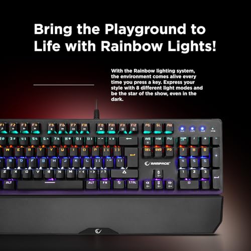 KB-R86 Umbra Mechanical Gaming Keyboard – High-Performance Switches, 26-Key Anti-Ghosting, 12 Multi Media Keys, Wrist Rest, Durable ABS – Compatible with PC, Laptop, Mac (Red Switch) - color: Red Switch, size: 26 Keys