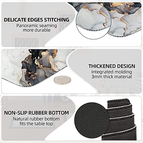 Lateefah Large Mouse Pad and Keyboard Wrist Rest, Desk Pad for Keyboard and Mouse, Extended Gaming Mouse Pad with Wrist Support, Waterproof Non-Slip Desk Mouse Mat for Office, Home - color: 4Pcs-Black & Grey Marble