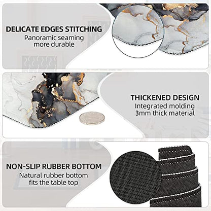 Lateefah Large Mouse Pad and Keyboard Wrist Rest, Desk Pad for Keyboard and Mouse, Extended Gaming Mouse Pad with Wrist Support, Waterproof Non-Slip Desk Mouse Mat for Office, Home - color: 4Pcs-Black & Grey Marble
