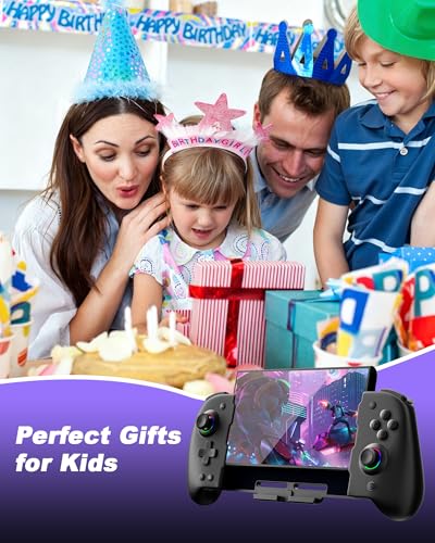 Puiseno Wireless Controllers for Switch, Compatible with Nintendo Switch/Switch OLED, One-Piece Handheld Controller Replacement for Switch Pro Controller with 6-Axis Gyro/Hall Effect Joysticks/8 Lights Color/Turbo/Macro/Dual Vibration/1000mAh Battery/4 Ga