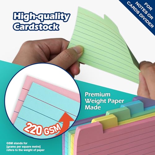Olivo 3x5 Index Card Holder Box with 100 Cards Dividers Tabs 3"x 5", Black - color: Black