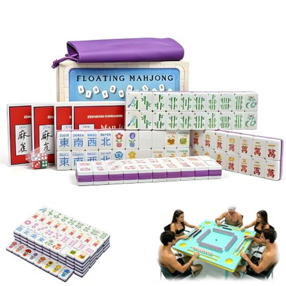 Floating Mahjong Tile Set for Pool - 160 American Waterproof Mahjong, Fade-Resistant American Mahjong Tiles for Outdoor & Beach Game, Lightweight Buoyant Summer Fun, Purple - color: Purple
