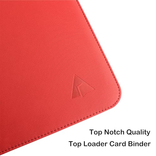 Top loader Binder, Holds 432 Top Loaders, 9 Pockets Top Loader Binder with Sleeves for Cards in 3'' x 4'' Top loaders -Red - color: Red