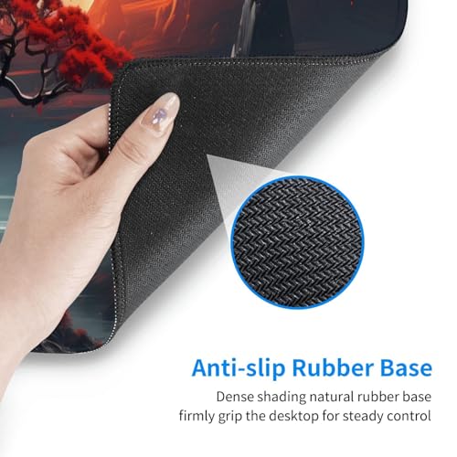 Darkness Red Moon Desk Mat Japanese Mouse Pad, Large Japanese Desk Mat, XL Anime Gaming Keyboard Mat, Non-Slip Rubber Base, Big Extended Desk Protector for Home Office, 31.5”x11.8” - color: Darkness Red Moon