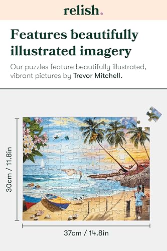 Relish 100 Piece Puzzles for Adults, Island Paradise Dementia Jigsaw Puzzle, Dementia Activities for Seniors - style: Island Paradise