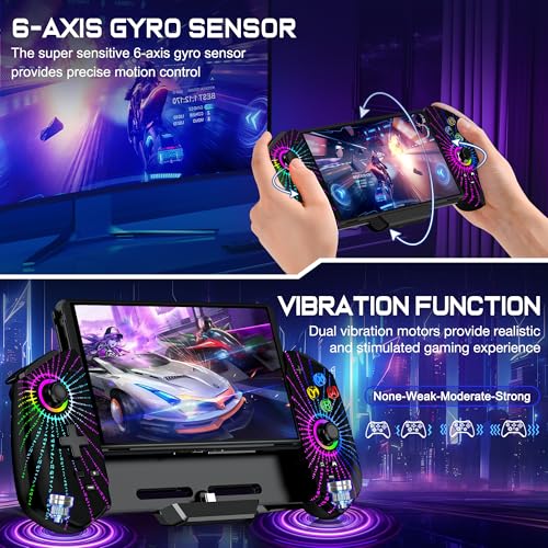 Switch Controller with Hall Joystick for Nintendo Switch/OLED, Wired Switch Pro Remote Controller with Turbo/4 Game Slot/Dual Motor, Handheld Joypad Replacement for Nintendo Switch Controller - color: Black Magical