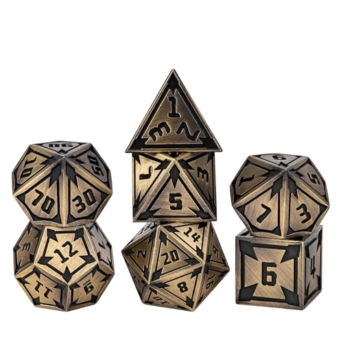 UDIXI Metal Dice Set D&D Heavy Metallic DND Dice for Tabletop Game (Bronze) | 7-Pieces, Lozenge Pattern, Zinc Alloy Material, Gorgeous Gift Case, DM Gift, for Dungeons and Dragons Role Playing Games - color: Ancient Bronze