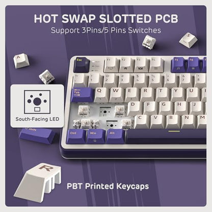 RK ROYAL KLUDGE S98 Wireless Mechanical Keyboard w/Smart Display & Knob | 96% Top Mount RGB Gaming Keyboard BT/2.4G/USB-C, Hot Swappable, Cushioned 5-Layer Noise Dampening, Massive Battery, 98 Keys - color: Lavender Purple, size: Tactile Beige Switch