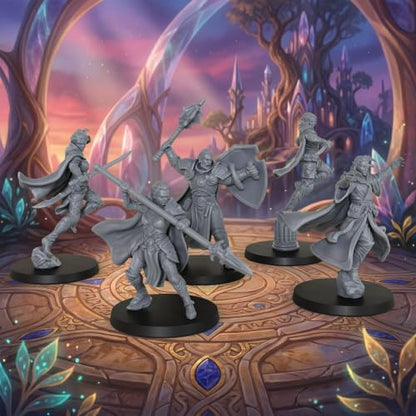 Unpainted 28mm DND Miniatures Tabletop RPG Game - Fantasy Adventurer AS1019 | 5pc Set Human Miniatures Tabletop Gaming, TTRPG Role Playing DND Minis RPG Accessory