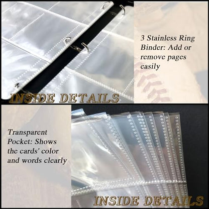 Trading Card Binder 900 Pockets, Baseball Card Binder Holder with 50 Removable Sleeves Fits 900 Sport Cards, Baseball Card Gifts Collector Album with Zipper Storage Display Case - size: 900 Pockets Baseball