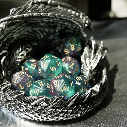 10PCs D20 Polyhedral Dice Set 22mm for DND RPG MTG Dungeons and Dragons Dice (Cyan+Purple) - color: Cyan+purple