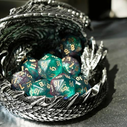 10PCs D20 Polyhedral Dice Set 22mm for DND RPG MTG Dungeons and Dragons Dice (Cyan+Purple) - color: Cyan+purple