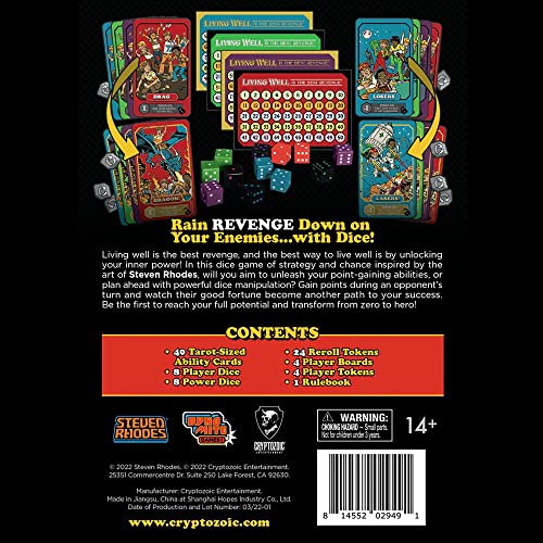 Cryptozoic Entertainment Living Well is The Best Revenge: Steven Rhodes Games VOL. 2 - Dark Retro Dice Card Game, Ages 14+, 2-4 Players, 15 Mins