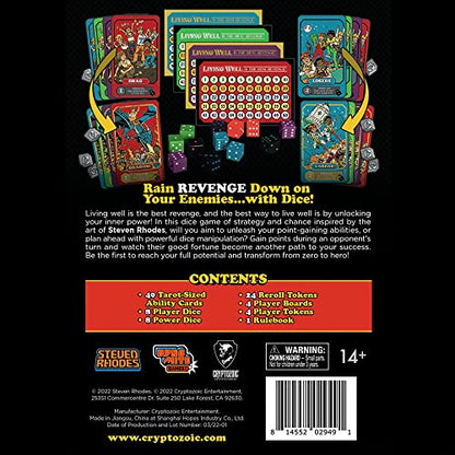 Cryptozoic Entertainment Living Well is The Best Revenge: Steven Rhodes Games VOL. 2 - Dark Retro Dice Card Game, Ages 14+, 2-4 Players, 15 Mins