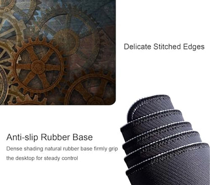 Gaming Mouse Pad, XL Extended Computer Keyboard Long Mouse Mat, Large Desk Pad for Office Laptop, Non-Slip Rubber Base with Stitched Edge Mousepad, 31.5X11.8 inch Rusty Steampunk with Clock - color: Rusty Steampunk With Clock