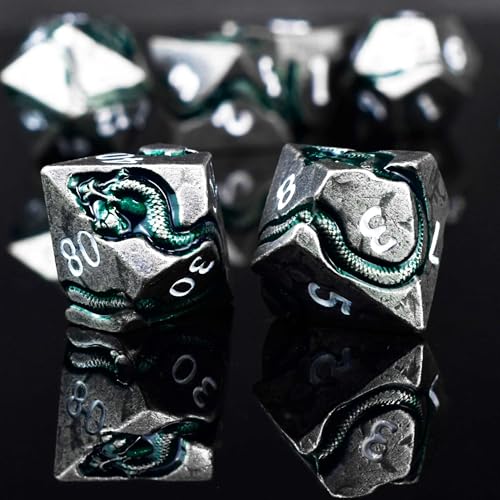 RULE DICE Serpent's Cunning DND Dice Set - Metal Dungeons and Dragons Dice for Players & DMS - Balanced Polyhedral D&D Dice, Unique D and D Gift for GMS and Players - color: Ld-antique Nickel