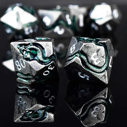 RULE DICE Serpent's Cunning DND Dice Set - Metal Dungeons and Dragons Dice for Players & DMS - Balanced Polyhedral D&D Dice, Unique D and D Gift for GMS and Players - color: Ld-antique Nickel