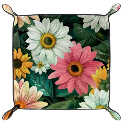 Sunflowers Pattern Dice Tray Dice Rolling Tray Folding Dice Holder for Dice Games, Like RPG, DND and Other Table Games - color: Multi 5